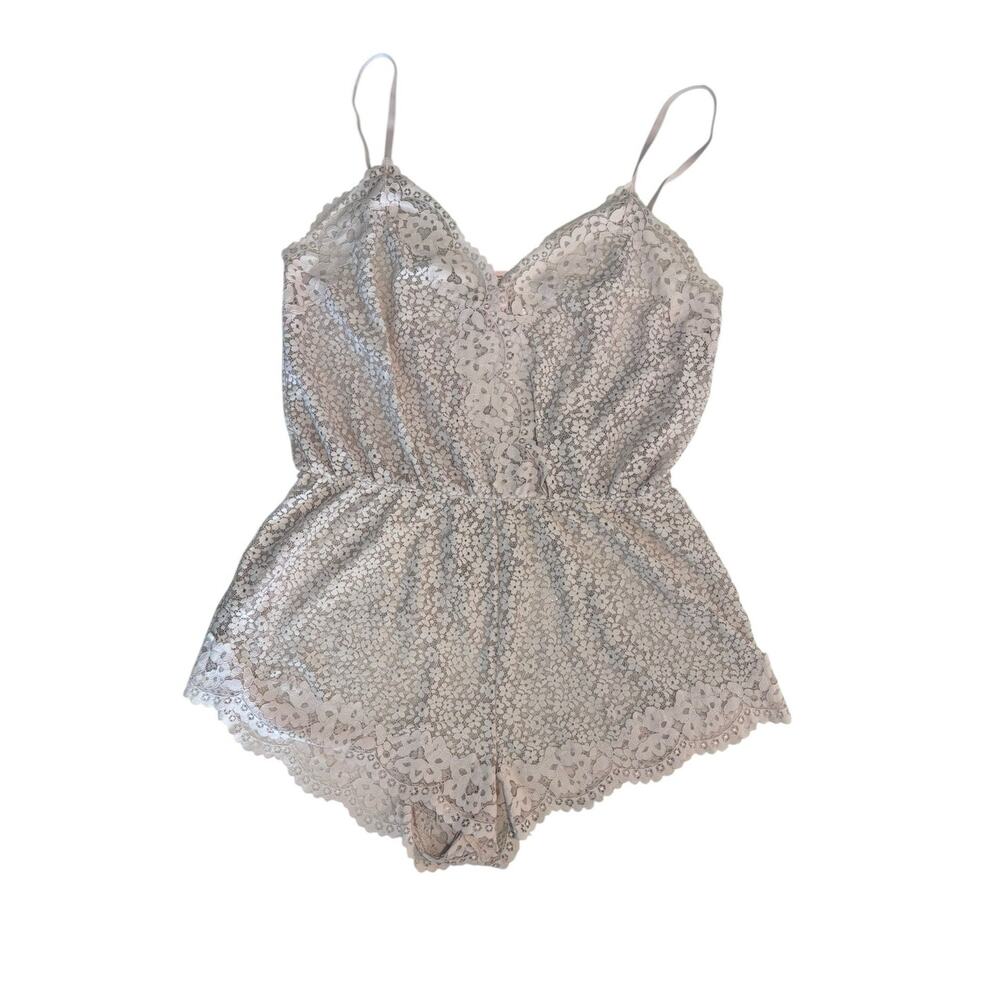 VICTORIA SECRET PINK LACE ROMPER TEDDY LINGERIE SIZE LARGE